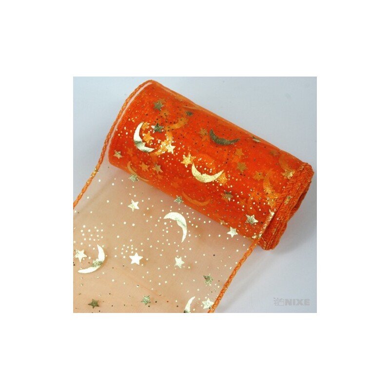 ORGANZA VZOR SZ-74 10cmx10yd*ORANŽOVÁ 076