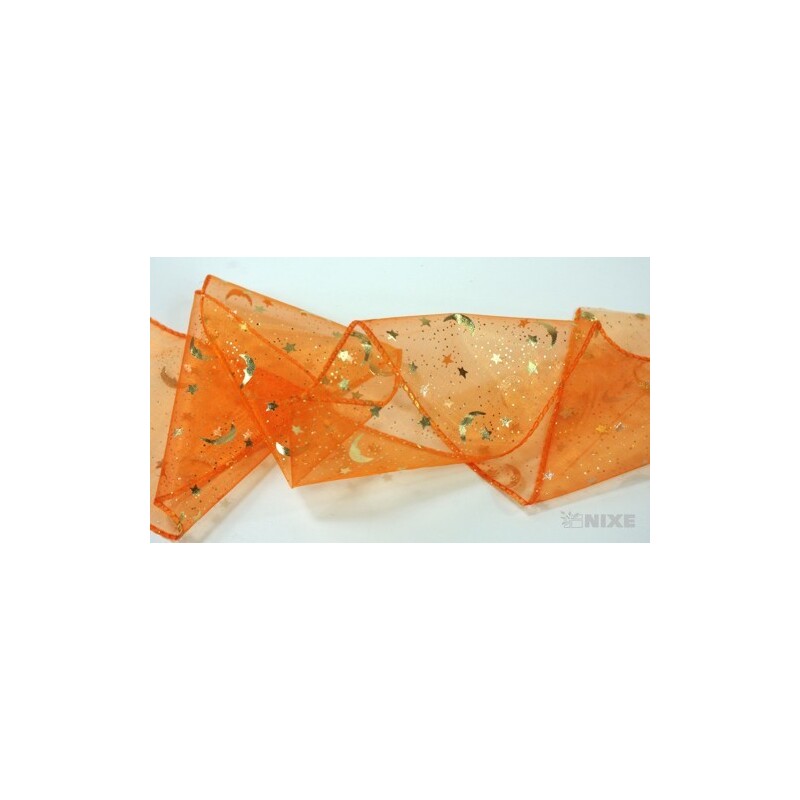 ORGANZA VZOR SZ-74 10cmx10yd*ORANŽOVÁ 076