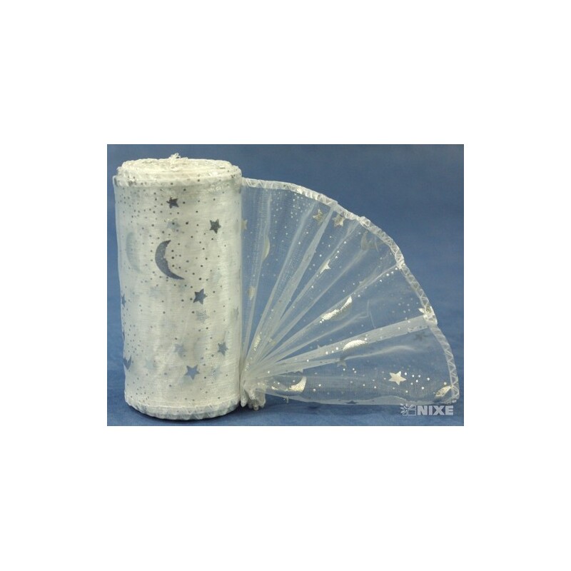 ORGANZA VZOR SZ-74 10cmx10yd*BÍLÁ 001