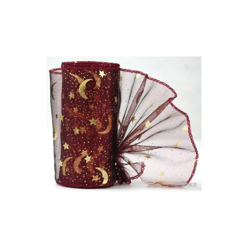 ORGANZA VZOR SZ-74 10cmx10yd*BORDOVÁ 137