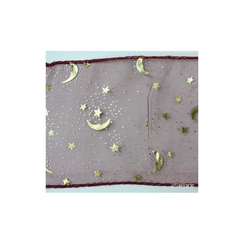 ORGANZA VZOR SZ-74 10cmx10yd*BORDOVÁ 137