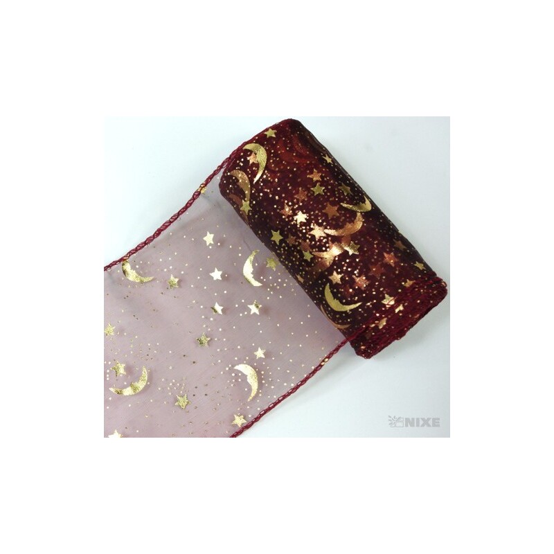 ORGANZA VZOR SZ-74 10cmx10yd*BORDOVÁ 137