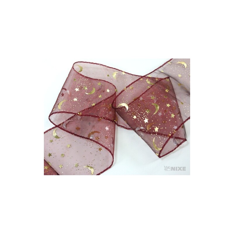 ORGANZA VZOR SZ-74 10cmx10yd*BORDOVÁ 137