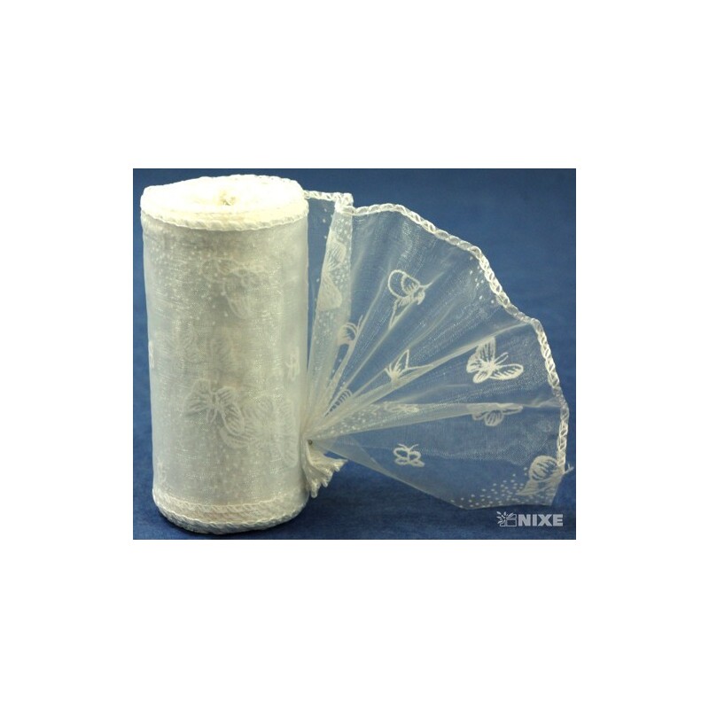 ORGANZA VZOR SZ-52 10cmx10yd*BÍLÁ 001