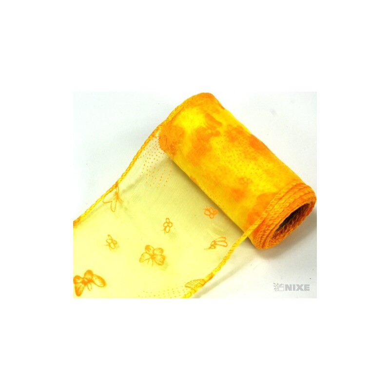 ORGANZA VZOR SZ-52 10cmx10yd*ŽLUTÁ 110