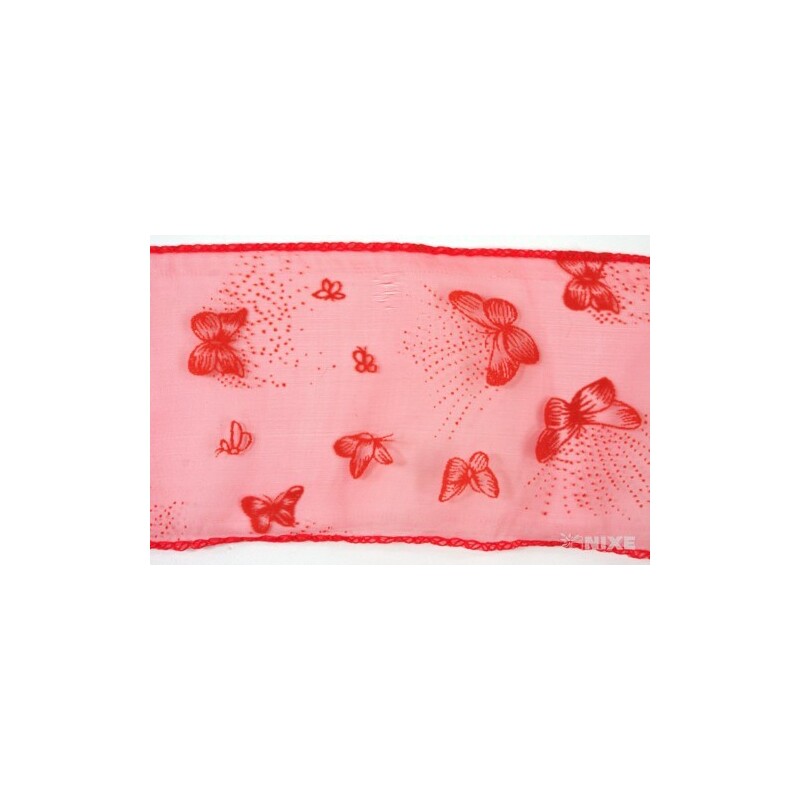 ORGANZA VZOR SZ-52 10cmx10yd*ČERVENÁ 019