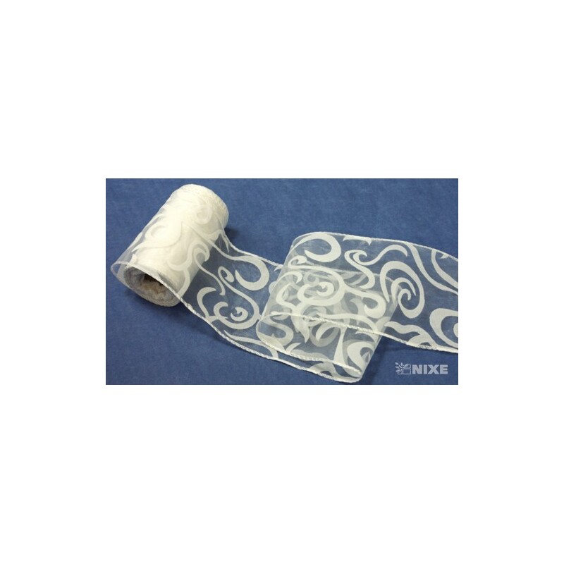 ORGANZA VZOR BS-R033 10cmx10yd*BÍLÁ 001