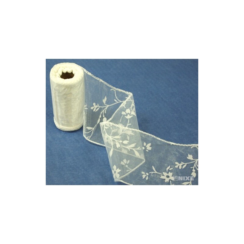 ORGANZA VZOR BS-R034 10cmx10yd*BÍLÁ 001