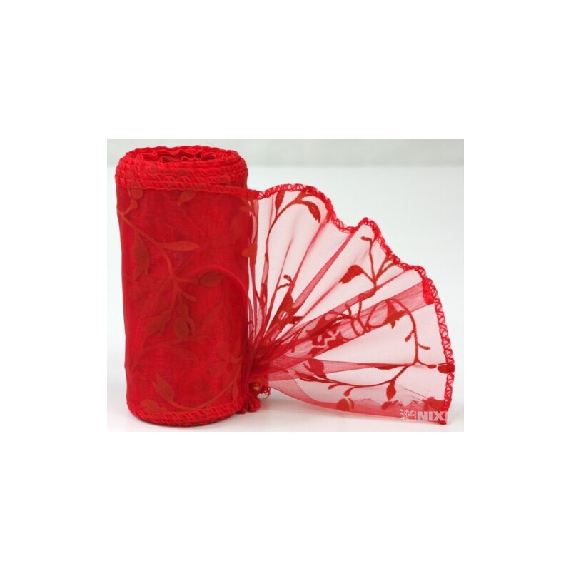 ORGANZA VZOR BS-R034 10cmx10yd*ČERVENÁ 019