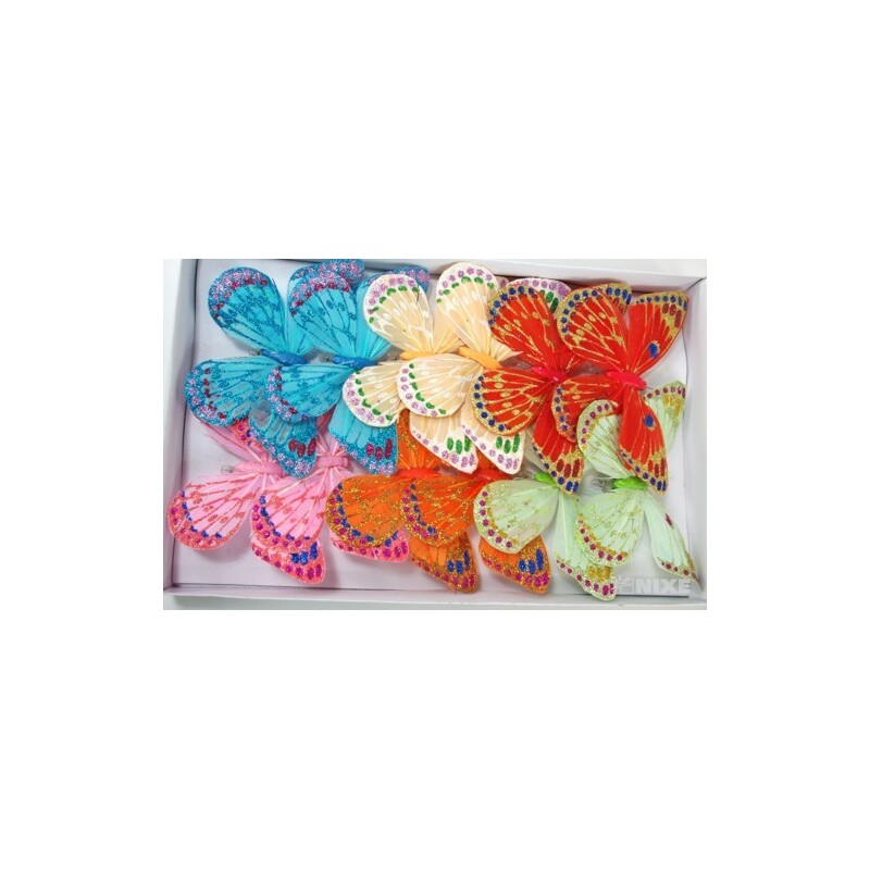 MOTÝL 18cm GLITTER 12ks V+