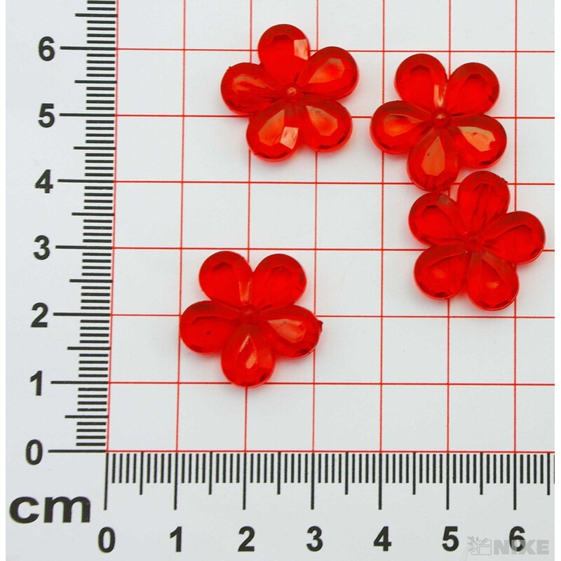 KVÍTEK AKRYL 2cm 36ks S DIRKOU*ČERVENÁ