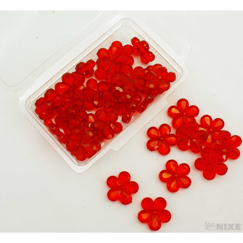 KVÍTEK AKRYL 2cm 36ks S DIRKOU*ČERVENÁ