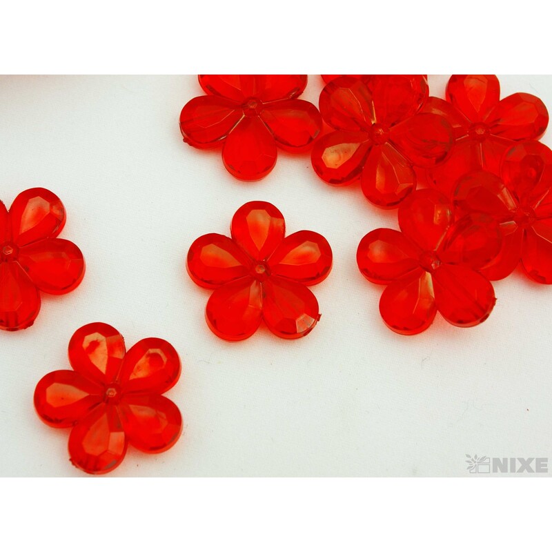 KVÍTEK AKRYL 2cm 36ks S DIRKOU*ČERVENÁ