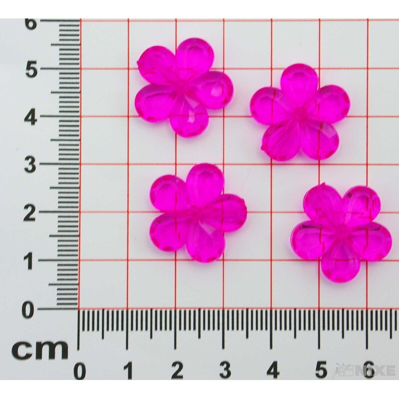 KVÍTEK AKRYL 2cm 36ks S DIRKOU*RŮŽOVÁ