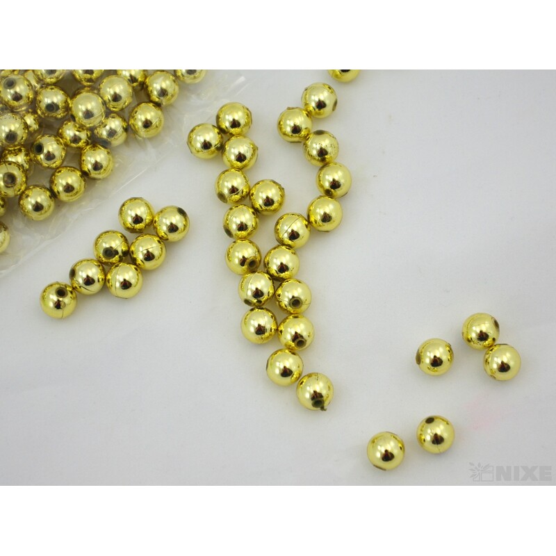 KORÁLKY 10mm cca 104ks METAL*ZLATÁ