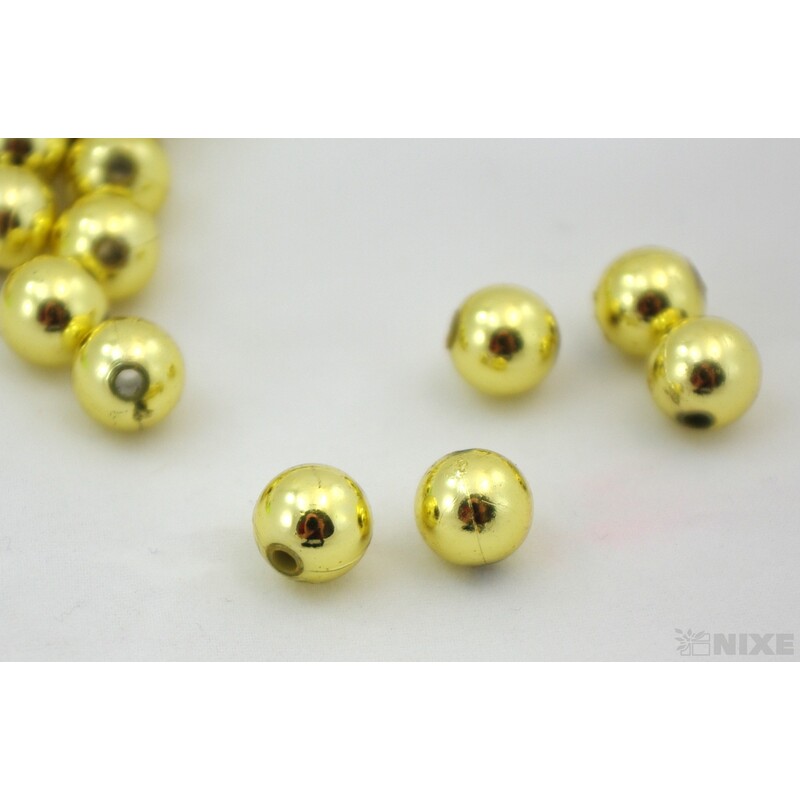 KORÁLKY 10mm cca 104ks METAL*ZLATÁ