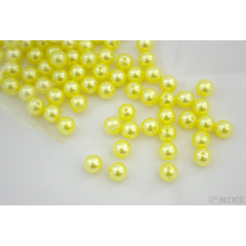 KORÁLKY 10mm cca 104ks*ŽLUTÁ SV.