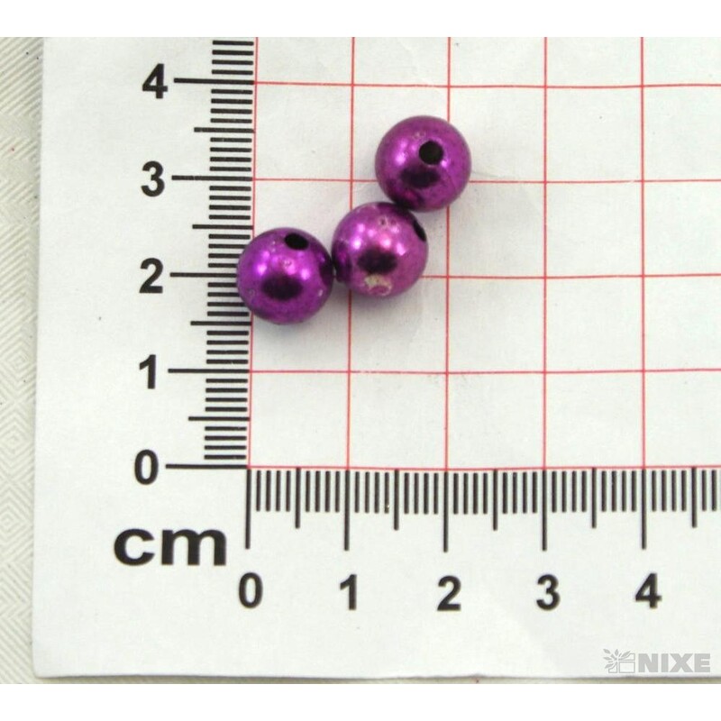 KORÁLKY 10mm cca 104ks METAL*FIALOVÁ