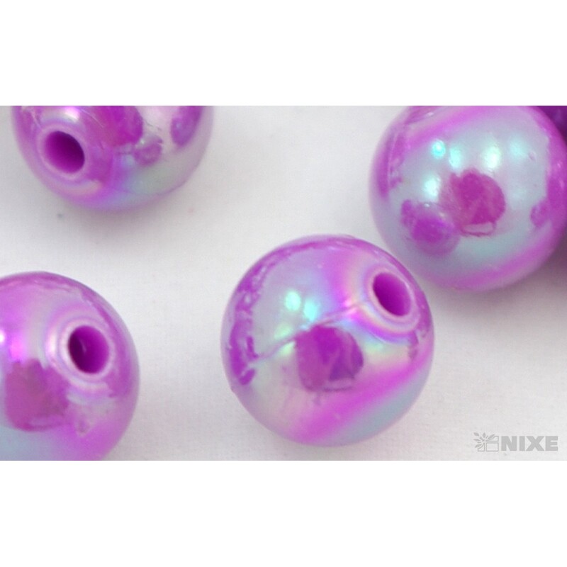 KORÁLKY 10mm cca 104ks METAL*FIALOVÁ