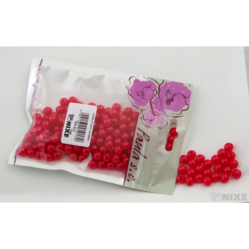 KORÁLKY 8mm cca 208ks*ČERVENÁ