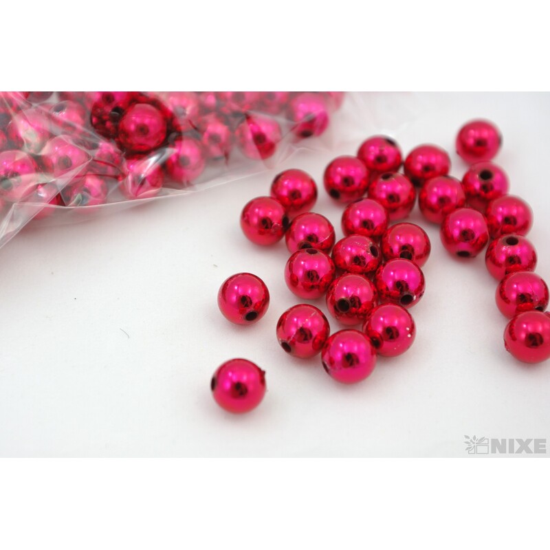 KORÁLKY 10mm cca 104ks METAL*ČERVENÁ