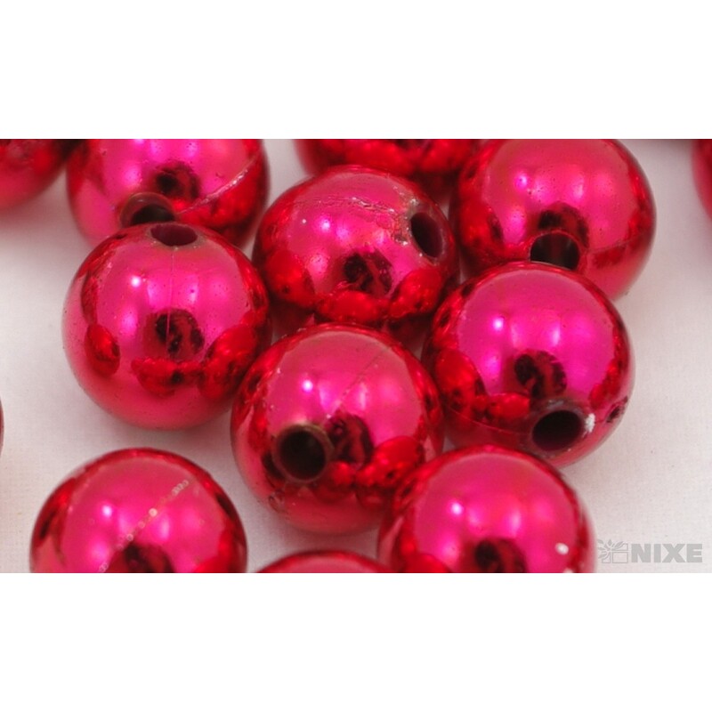 KORÁLKY 10mm cca 104ks METAL*ČERVENÁ