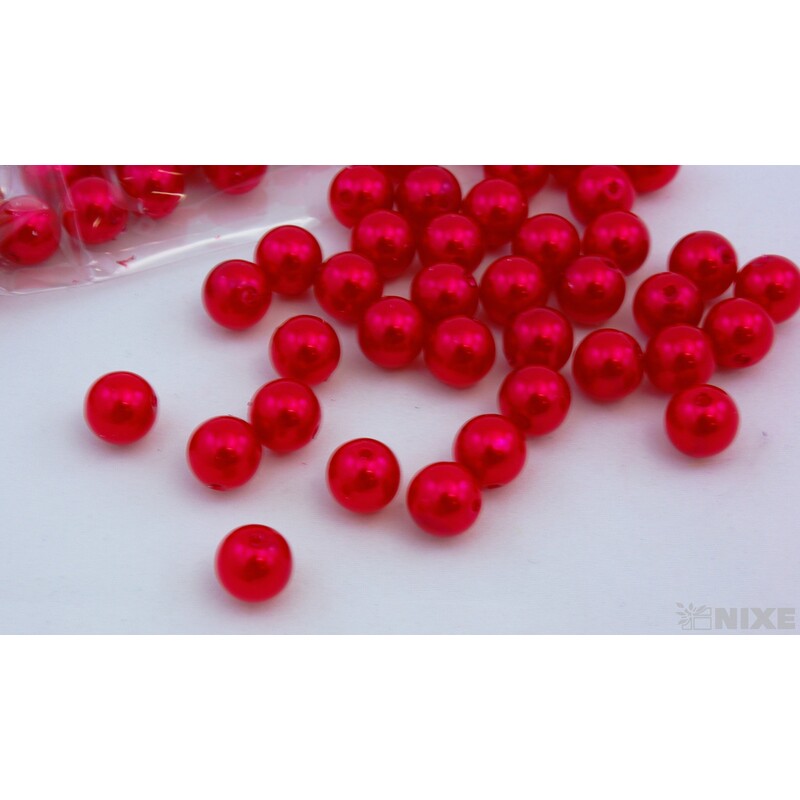 KORÁLKY 10mm cca 104ks*ČERVENÁ 