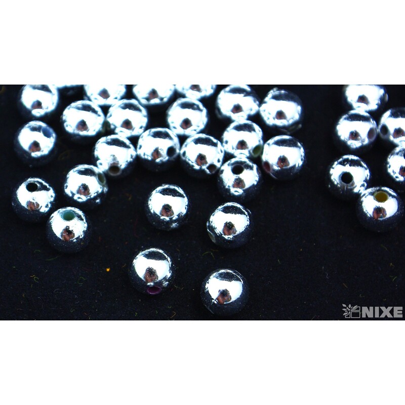 KORÁLKY 8mm cca 208ks METAL*STŘÍBRNÁ