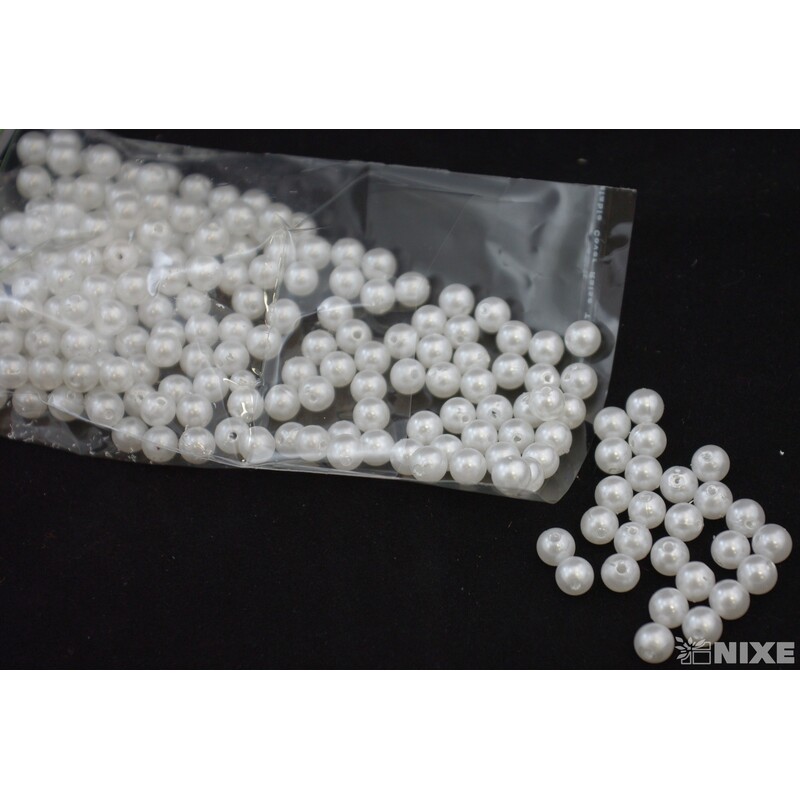 KORÁLKY 8mm cca 208ks*BÍLÁ