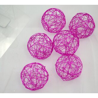 KOULE DRÁTEK 6cm 6ks*RŮŽOVÁ