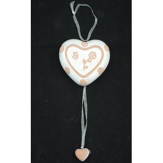 ZÁVĚS SRDCE PORCELÁN 6x23cm*BÍLÁ
