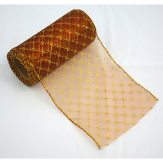 ORGANZA VZOR ORNAMENT 12cmx10yd*HNĚDÁ 5105