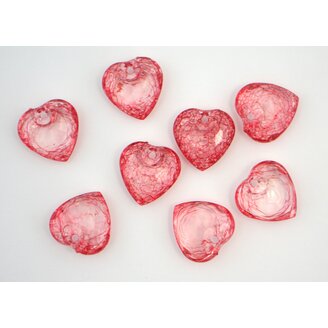 KORÁLKY SRDCE 30mm 8ks*ČERVENÁ