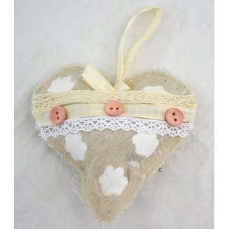 ZÁVĚS SRDCE TEXTIL 11cm*PŘÍRODNÍ