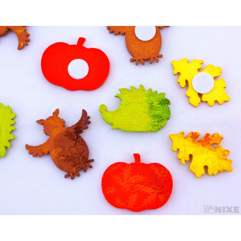 PODZIM NALEPOVACÍ 12ks 3cm*MIX DRUHŮ