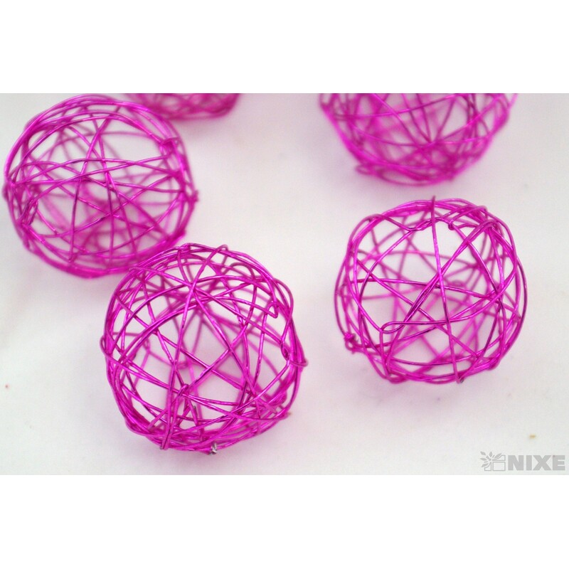 KOULE DRÁTEK 3cm 12ks*RŮŽOVÁ