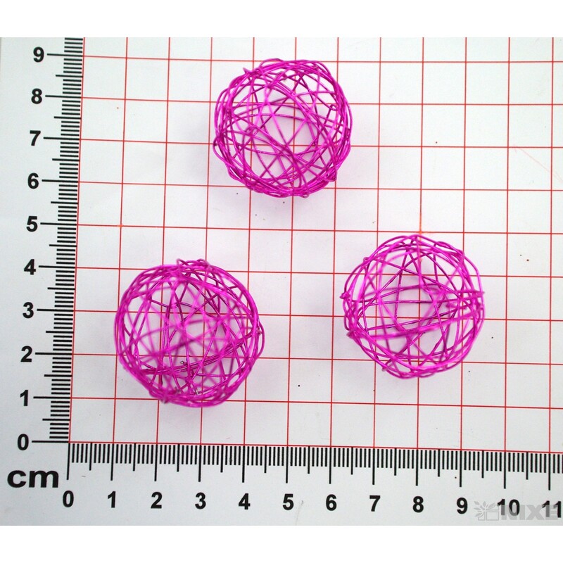 KOULE DRÁTEK 3cm 12ks*RŮŽOVÁ