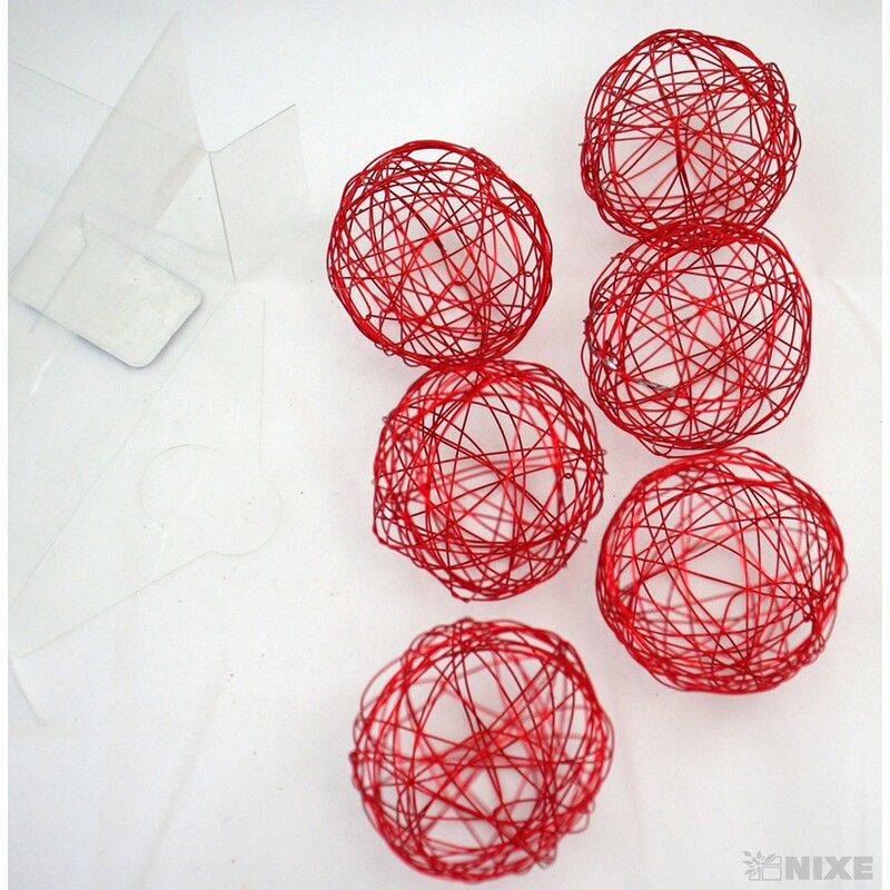 KOULE DRÁTEK 6cm 6ks*ČERVENÁ