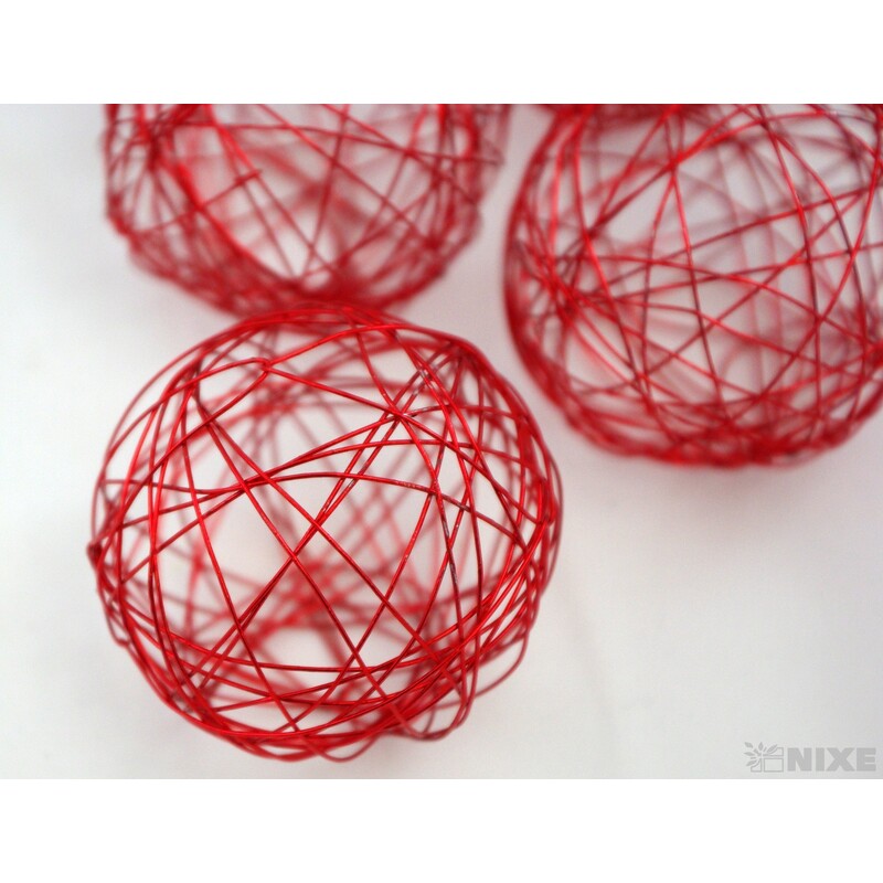 KOULE DRÁTEK 6cm 6ks*ČERVENÁ