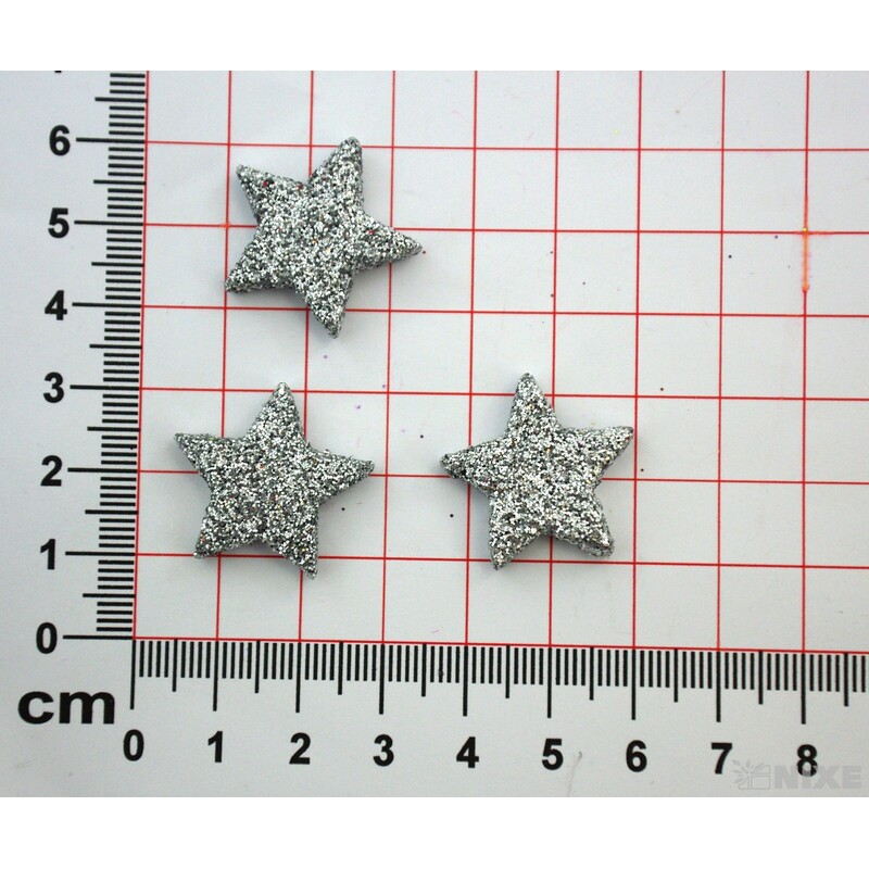 HVĚZDA PLNÁ 2,5cm 48ks*STŘÍBRNÁ