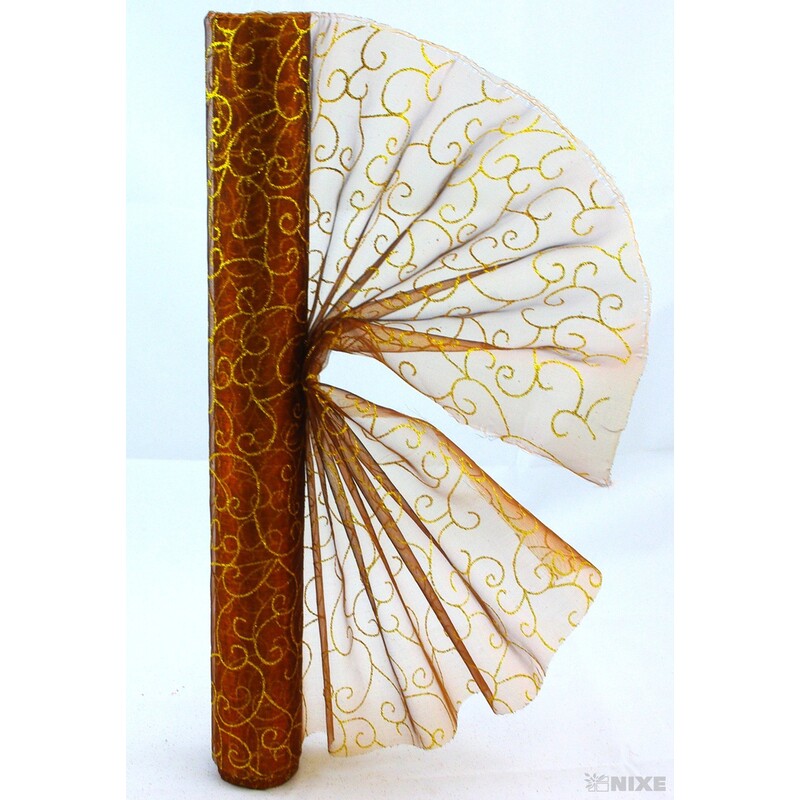 ORGANZA VZ.ORN. 40cmx5yd*HNĚDÁ