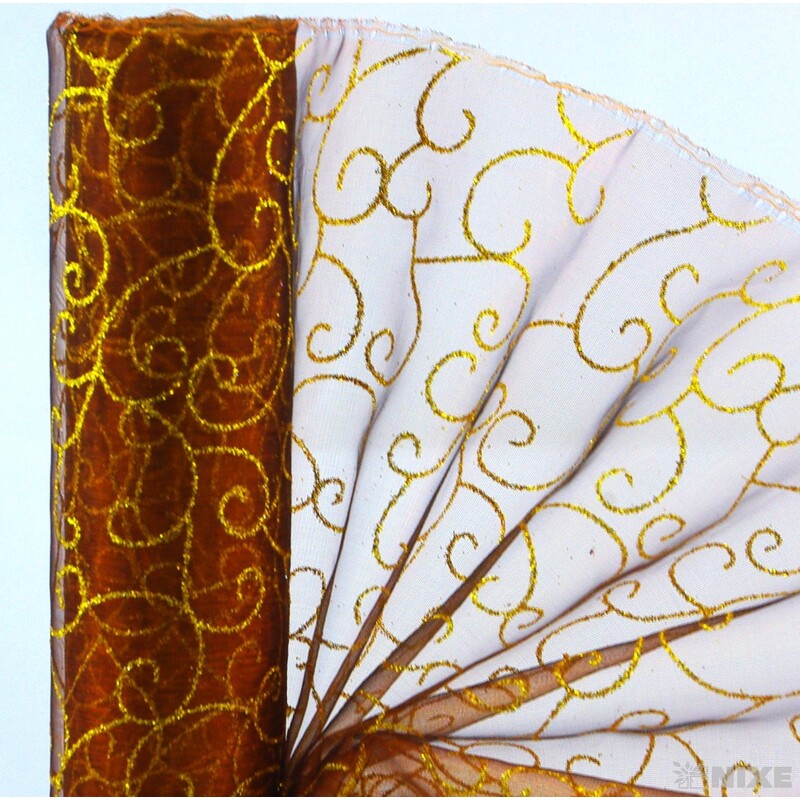 ORGANZA VZ.ORN. 40cmx5yd*HNĚDÁ