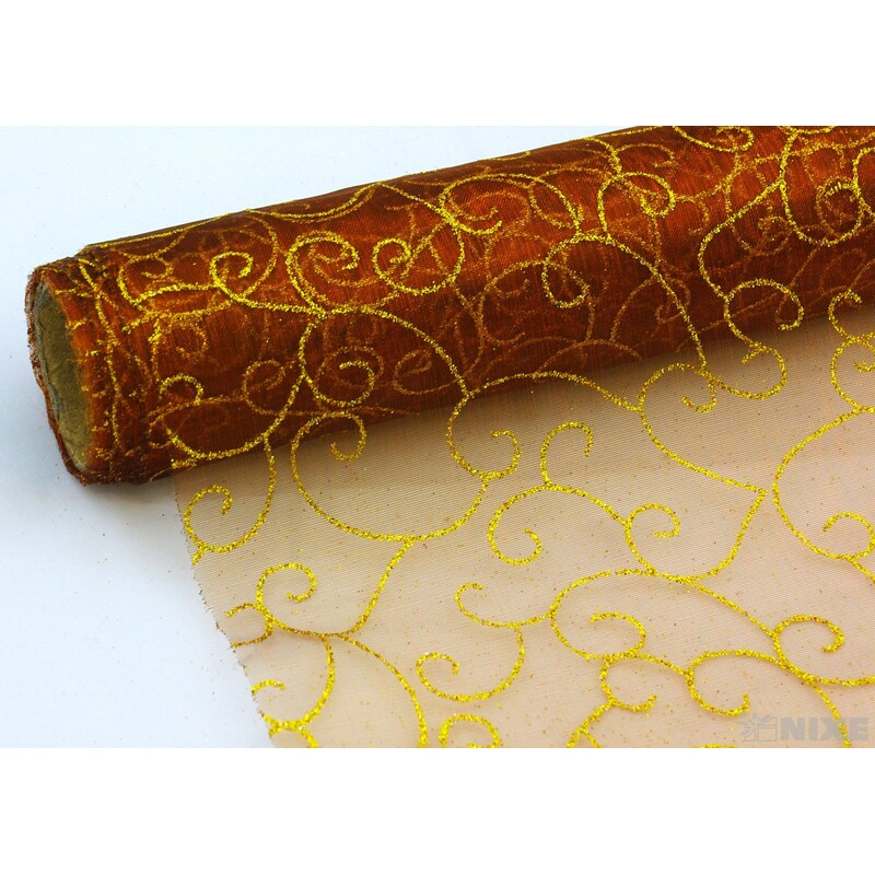 ORGANZA VZ.ORN. 40cmx5yd*HNĚDÁ