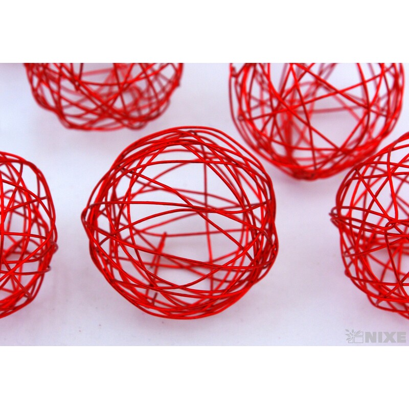 KOULE DRÁTEK 4cm 8ks*ČERVENÁ