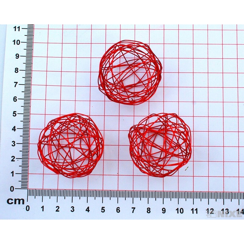 KOULE DRÁTEK 4cm 8ks*ČERVENÁ