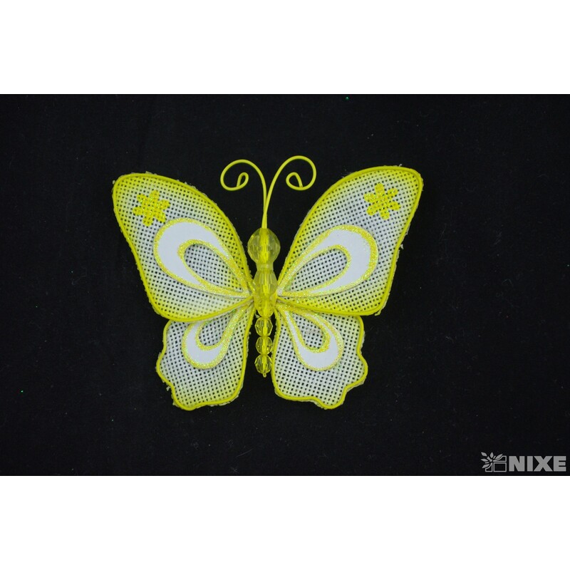 OZDOBNÝ KOLÍČEK MOTÝL 9cm*ŽLUTÁ