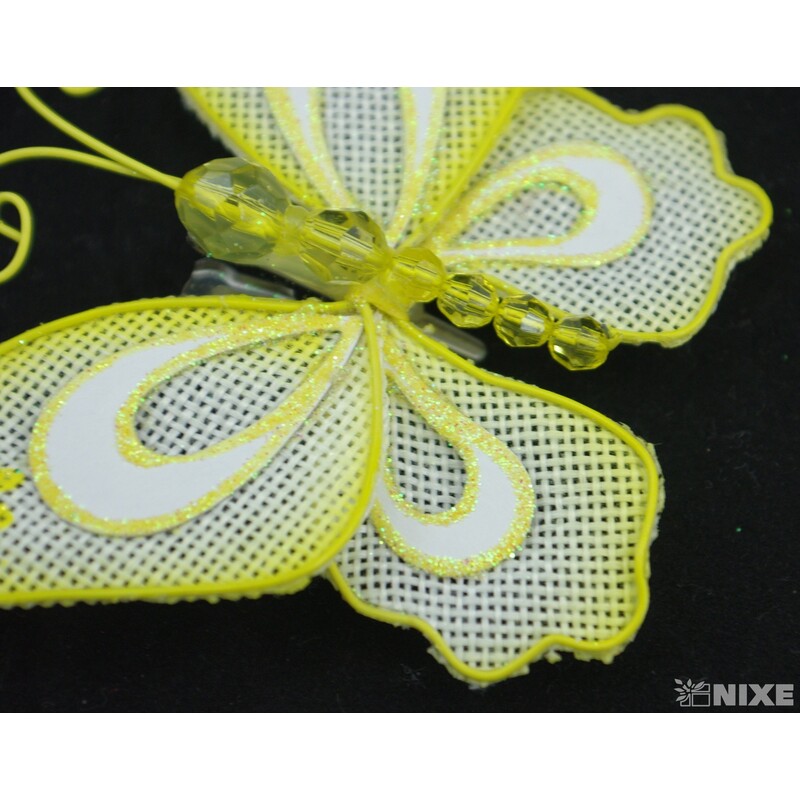 OZDOBNÝ KOLÍČEK MOTÝL 9cm*ŽLUTÁ