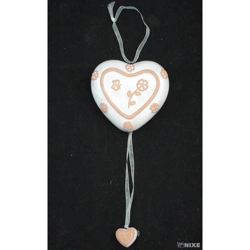 ZÁVĚS SRDCE PORCELÁN 6x23cm*BÍLÁ