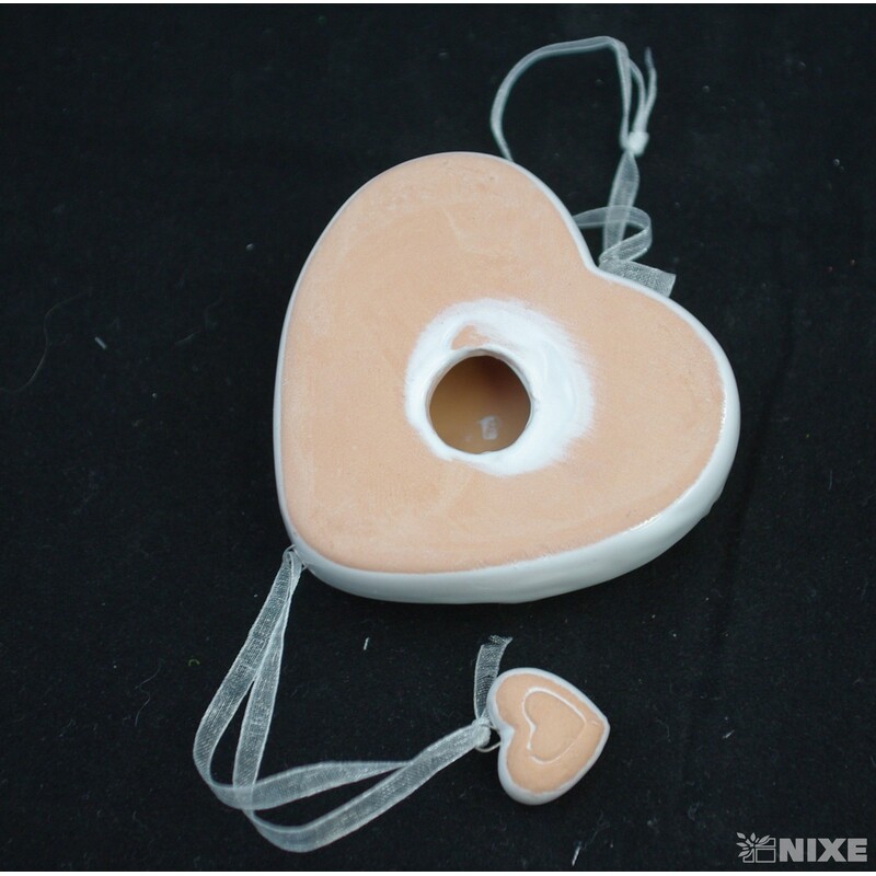 ZÁVĚS SRDCE PORCELÁN 6x23cm*BÍLÁ