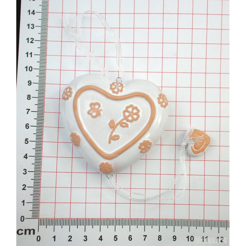 ZÁVĚS SRDCE PORCELÁN 6x23cm*BÍLÁ
